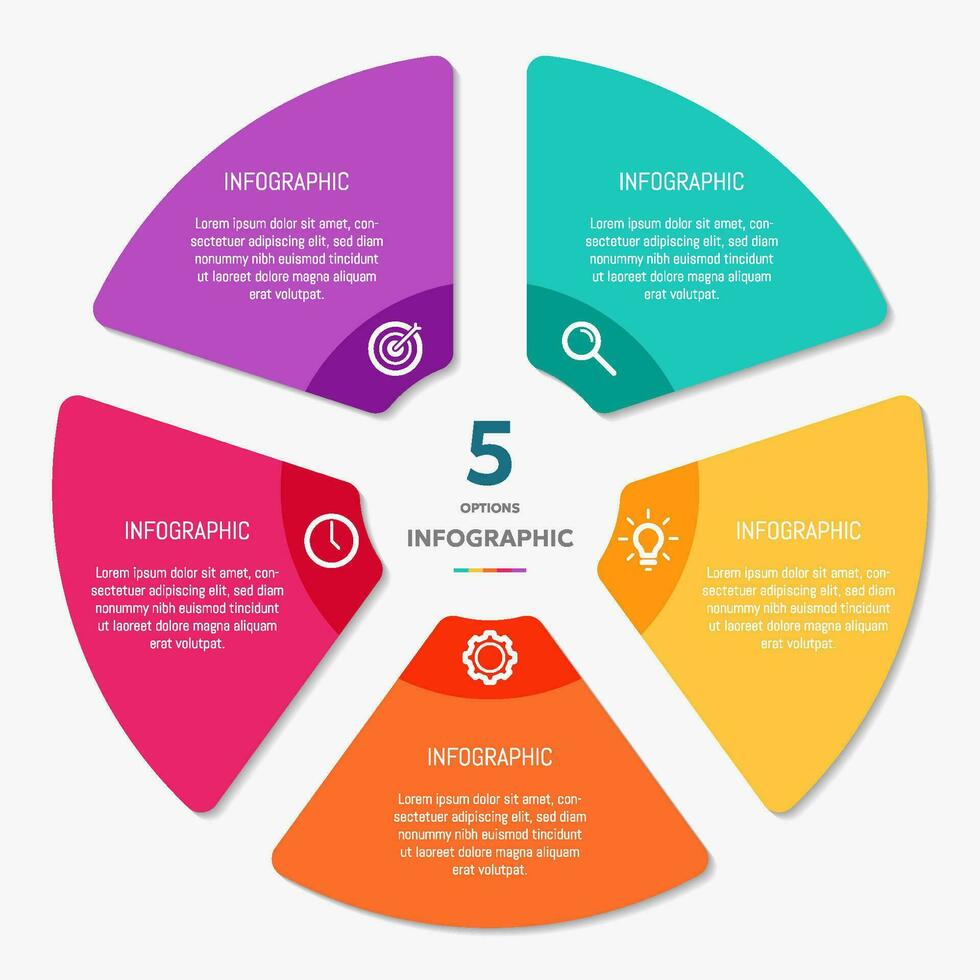 circulo forma infografía gráfico modelo con 5 5 opciones vector