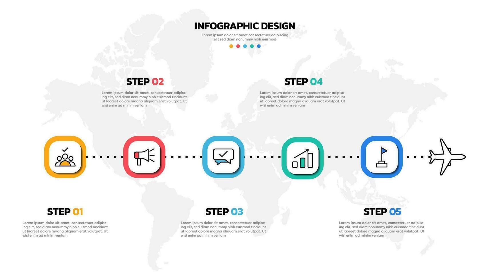 negocio infografía vector ilustración 5 5 pasos o opciones con íconos