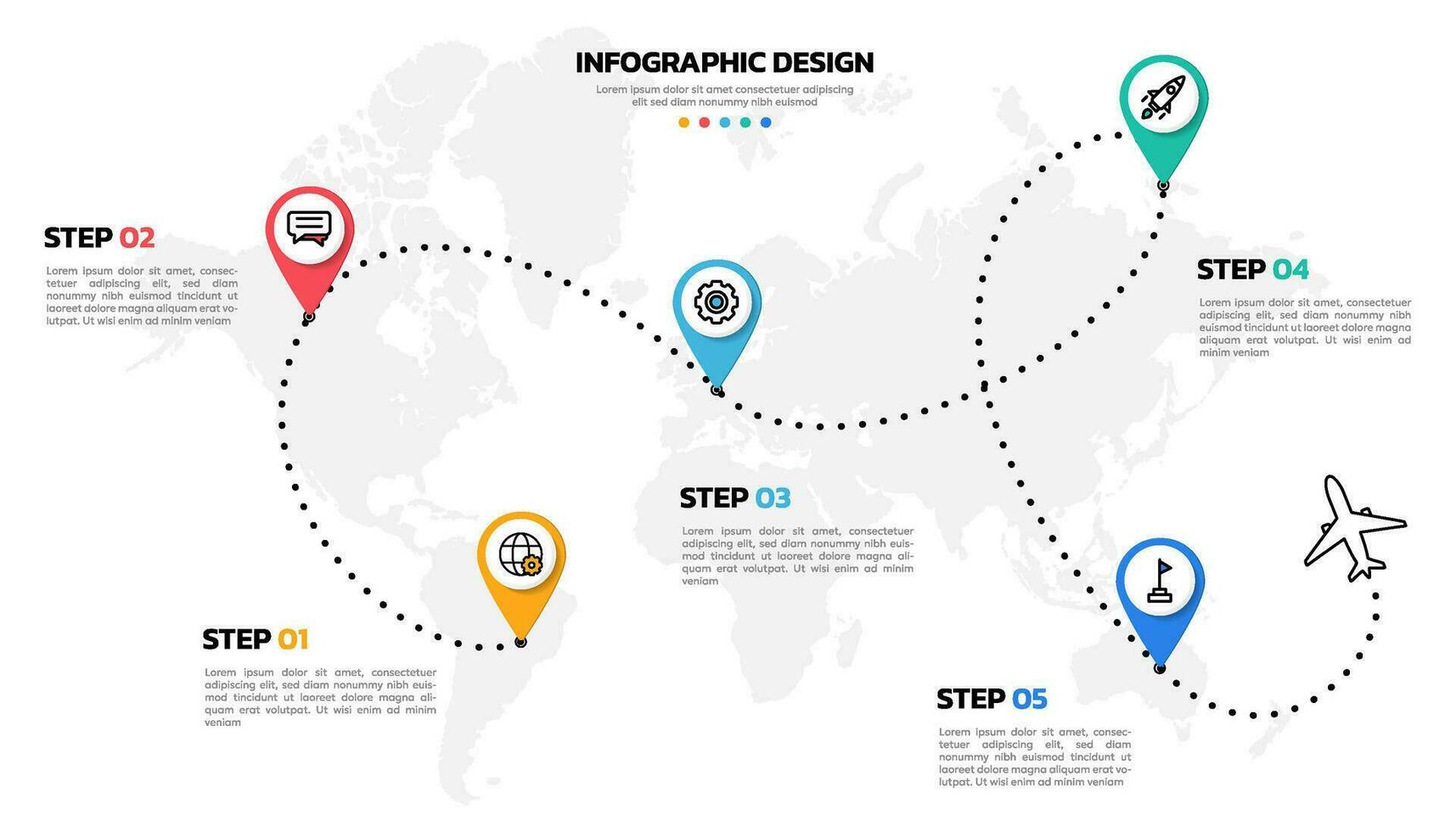 negocio infografía vector ilustración 5 5 pasos o opciones con íconos