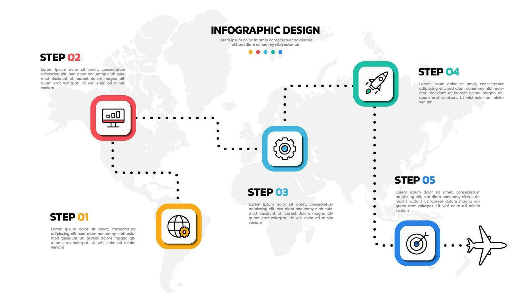 negocio infografía vector ilustración 5 5 pasos o opciones con íconos