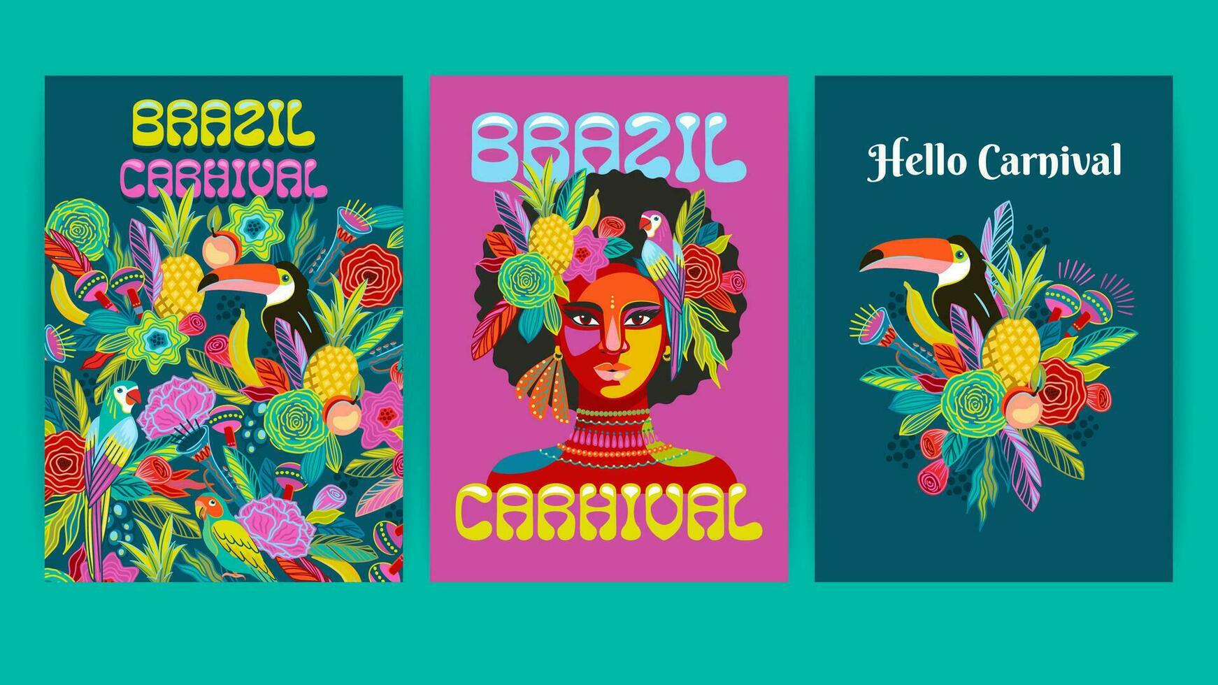 conjunto de brillante resumen plantillas. Brasil carnaval. vector diseño para carnaval concepto y otro utilizar