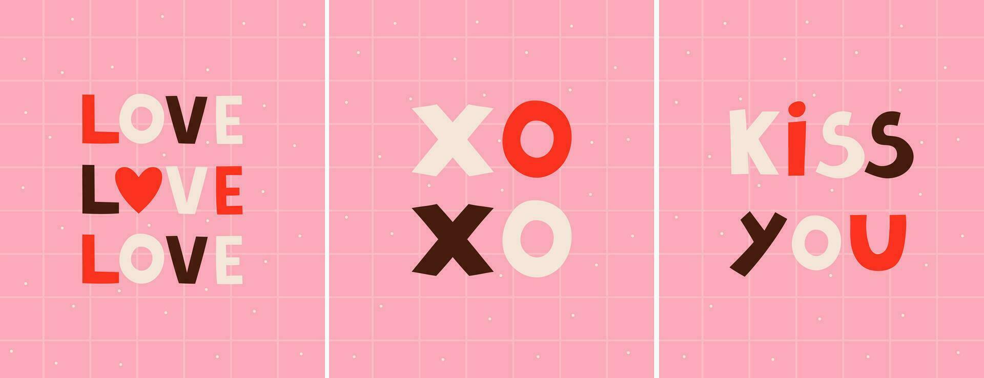 Set of vector cards for Valentine's day