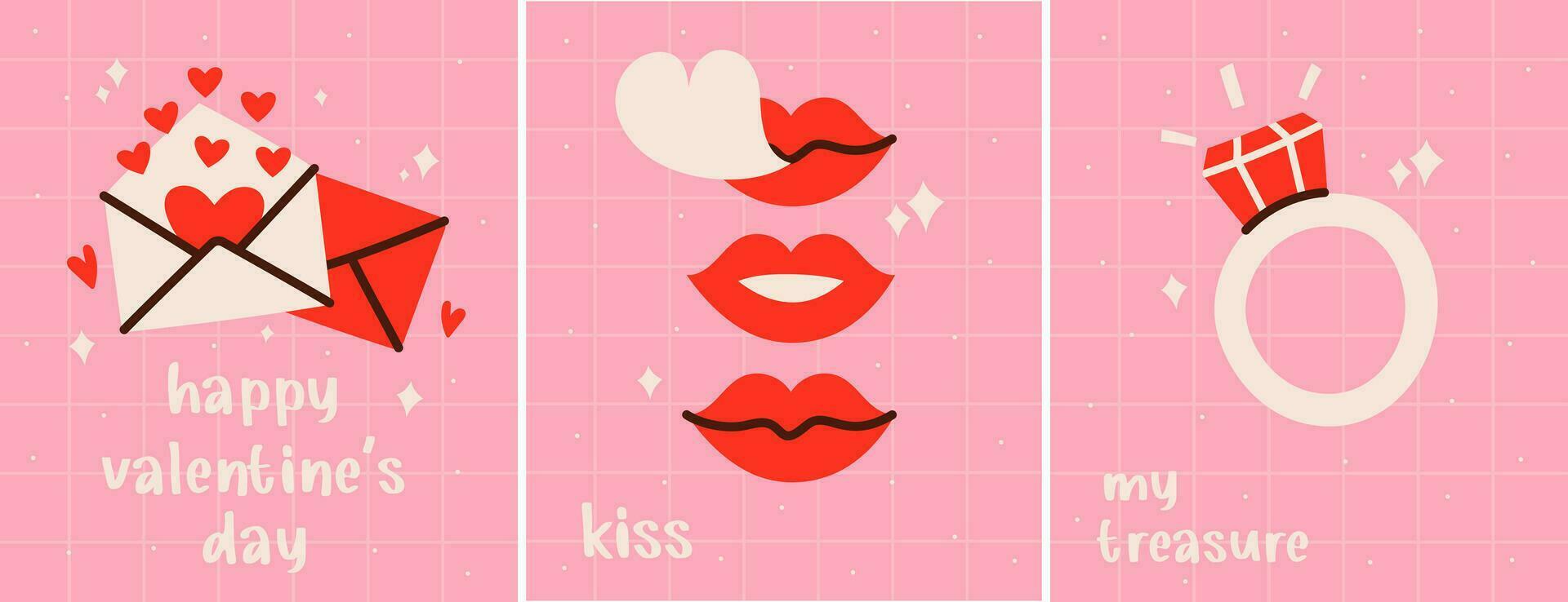 Set of vector cards for Valentine's day