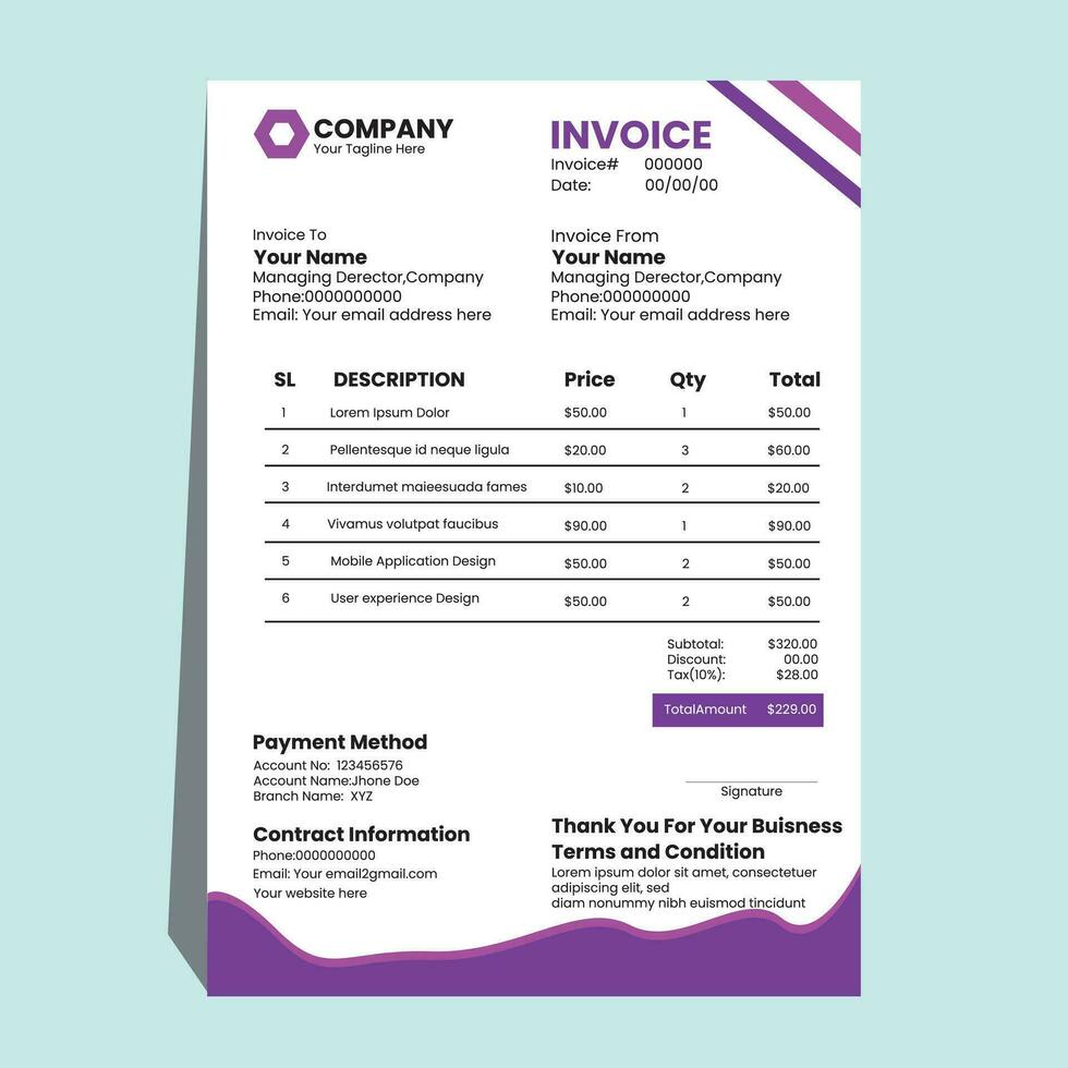 Invoice template design vector