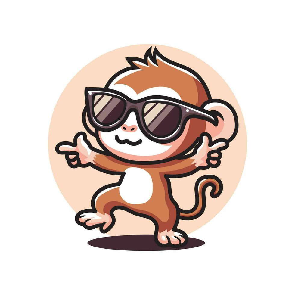 linda vector diseño ilustración de bailando monos vistiendo lentes