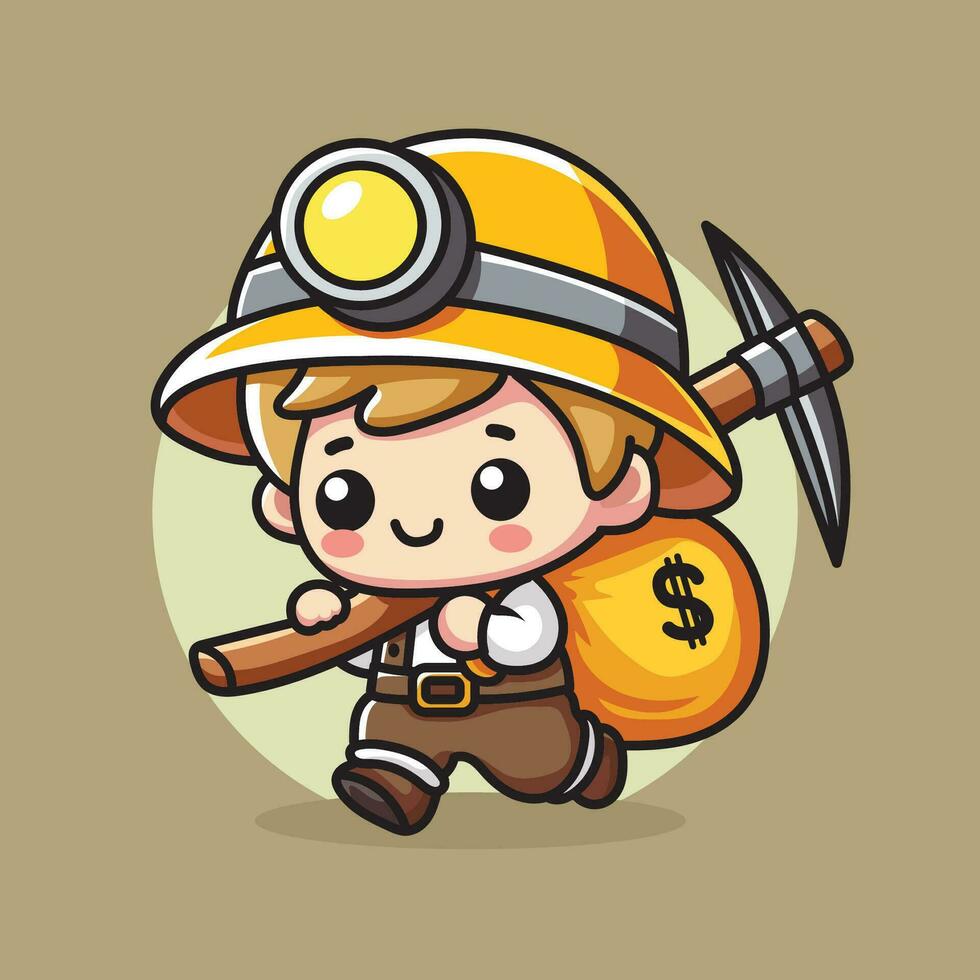 cute vector design illustration of gold miner 36433002 Vector Art at