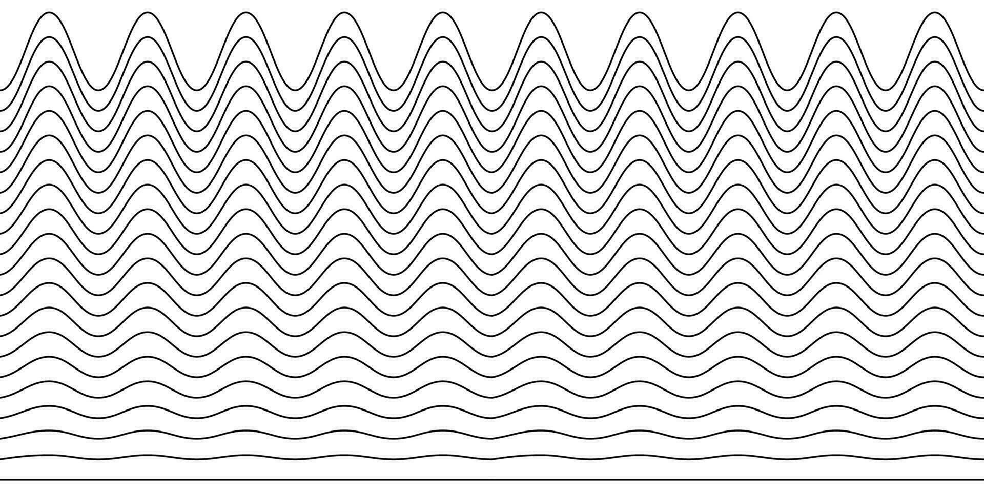 un colección de ondulado zigzag horizontal ondulante líneas, sin costura fronteras, y suave y angular gráfico diseño elementos conjunto en un blanco antecedentes. vector