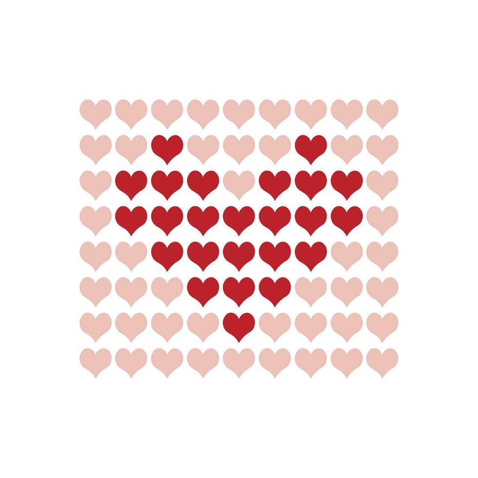 Pink vector heart shape with dark red heart frame inside