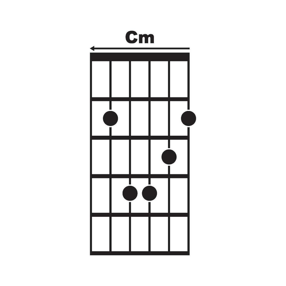 Cm guitar chord icon vector