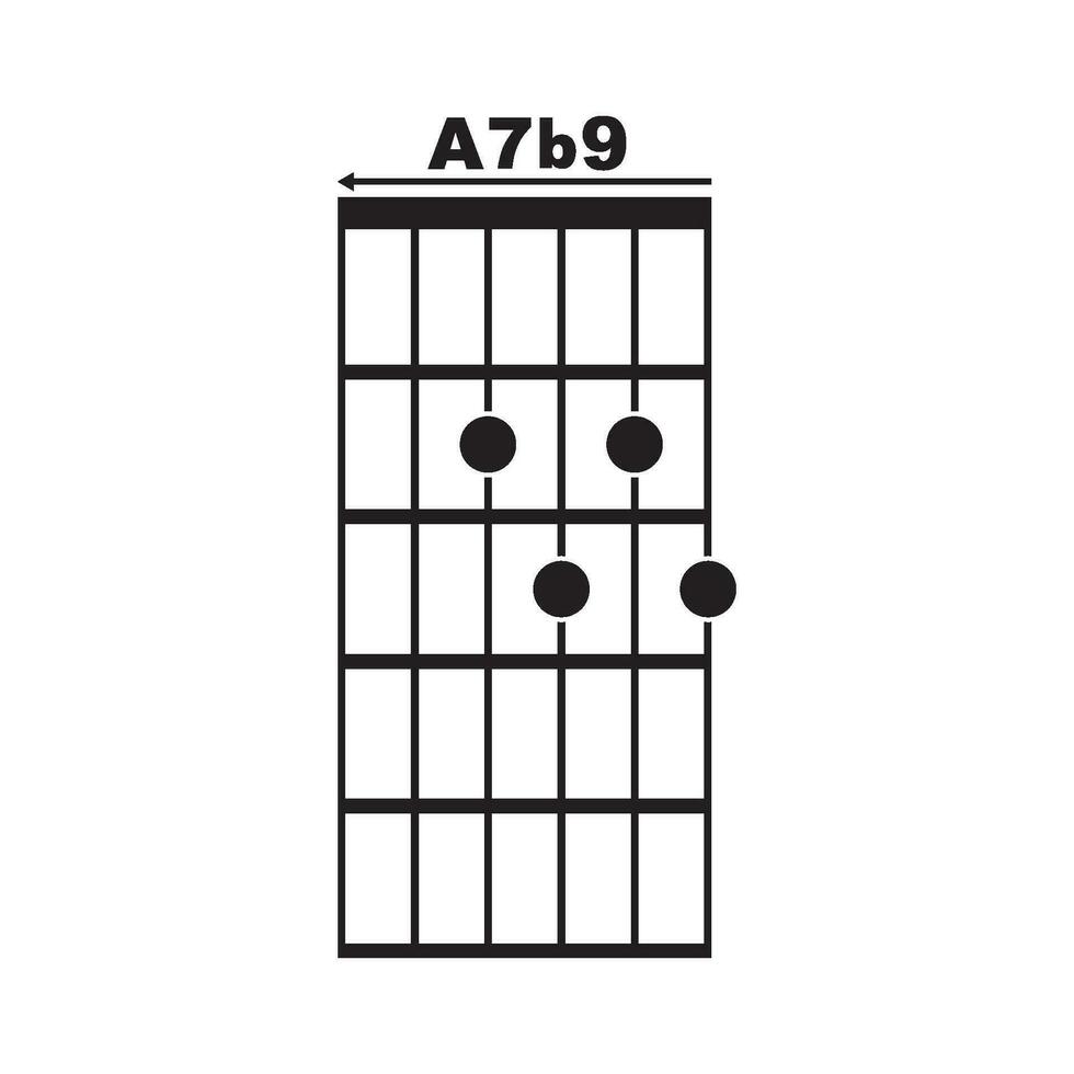 a7 b9 guitarra acorde icono vector