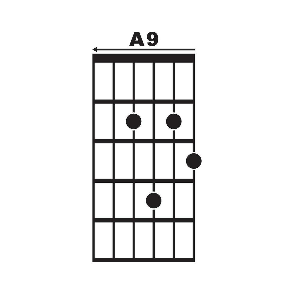 A9 guitar chord icon vector