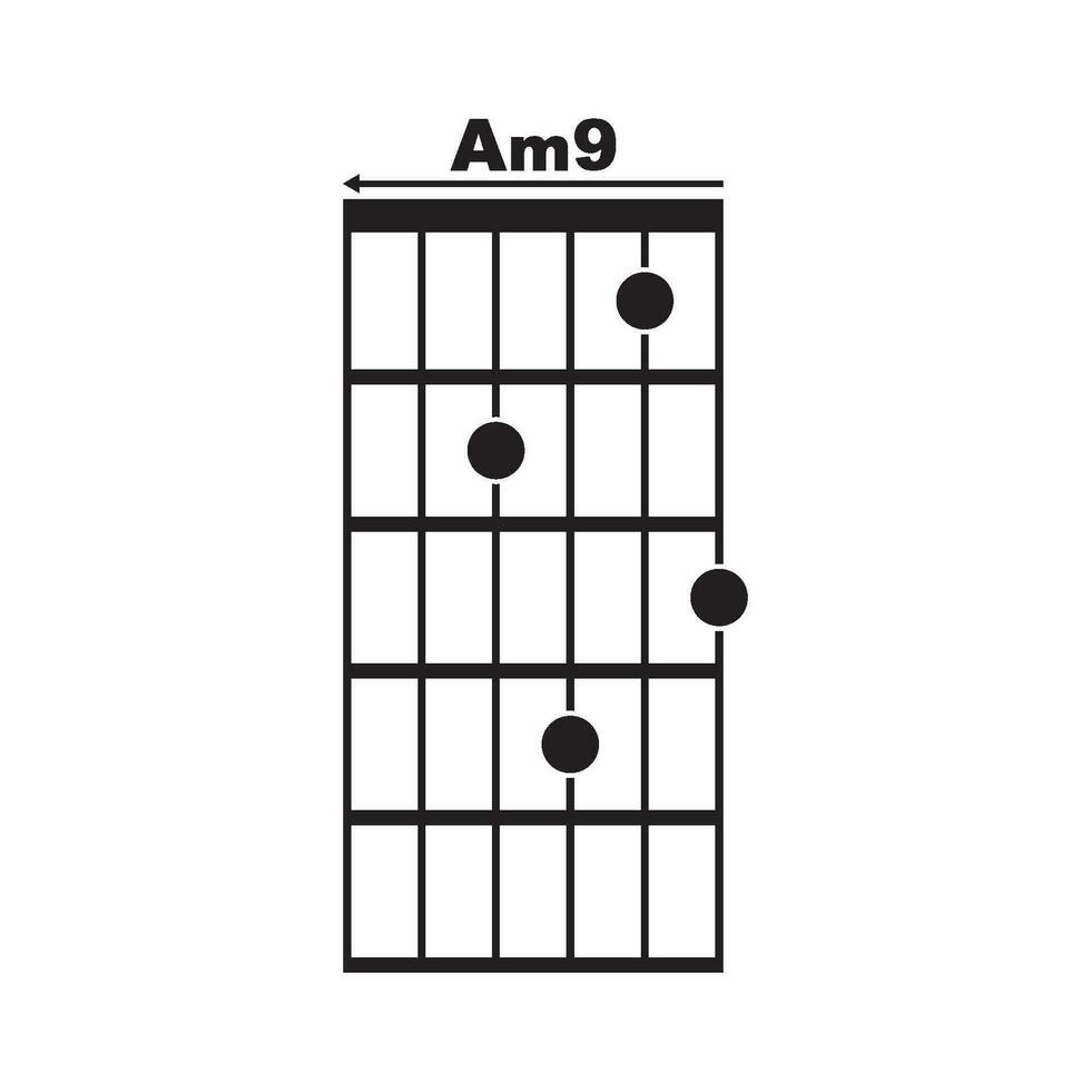 Am9 guitar chord icon vector