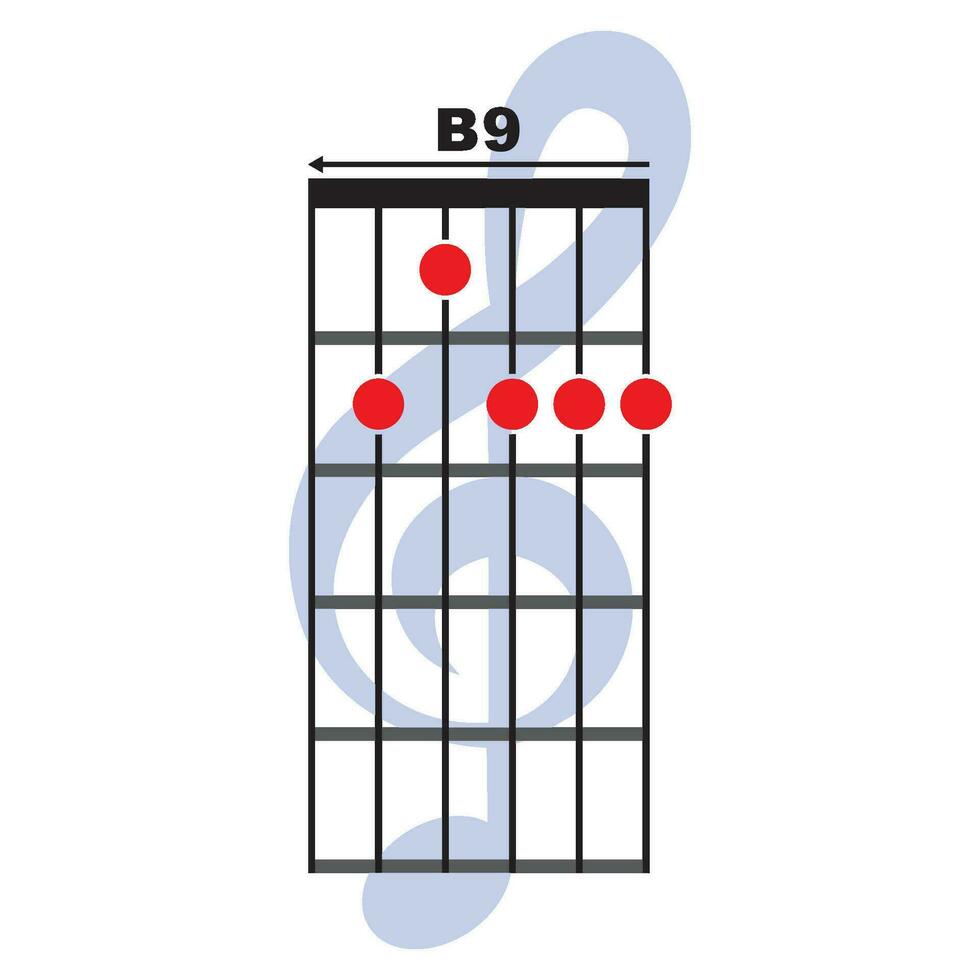 B9 guitar chord icon vector