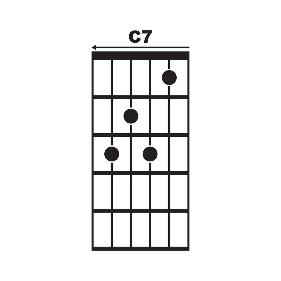 C7 guitar chord icon vector