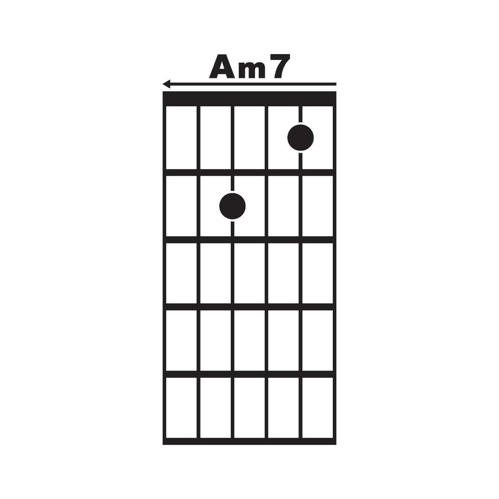 Am7 guitar chord icon vector
