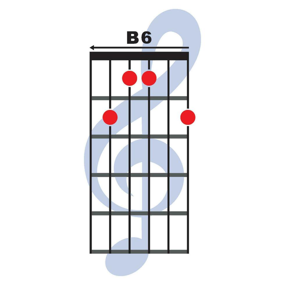 B6 guitar chord icon vector
