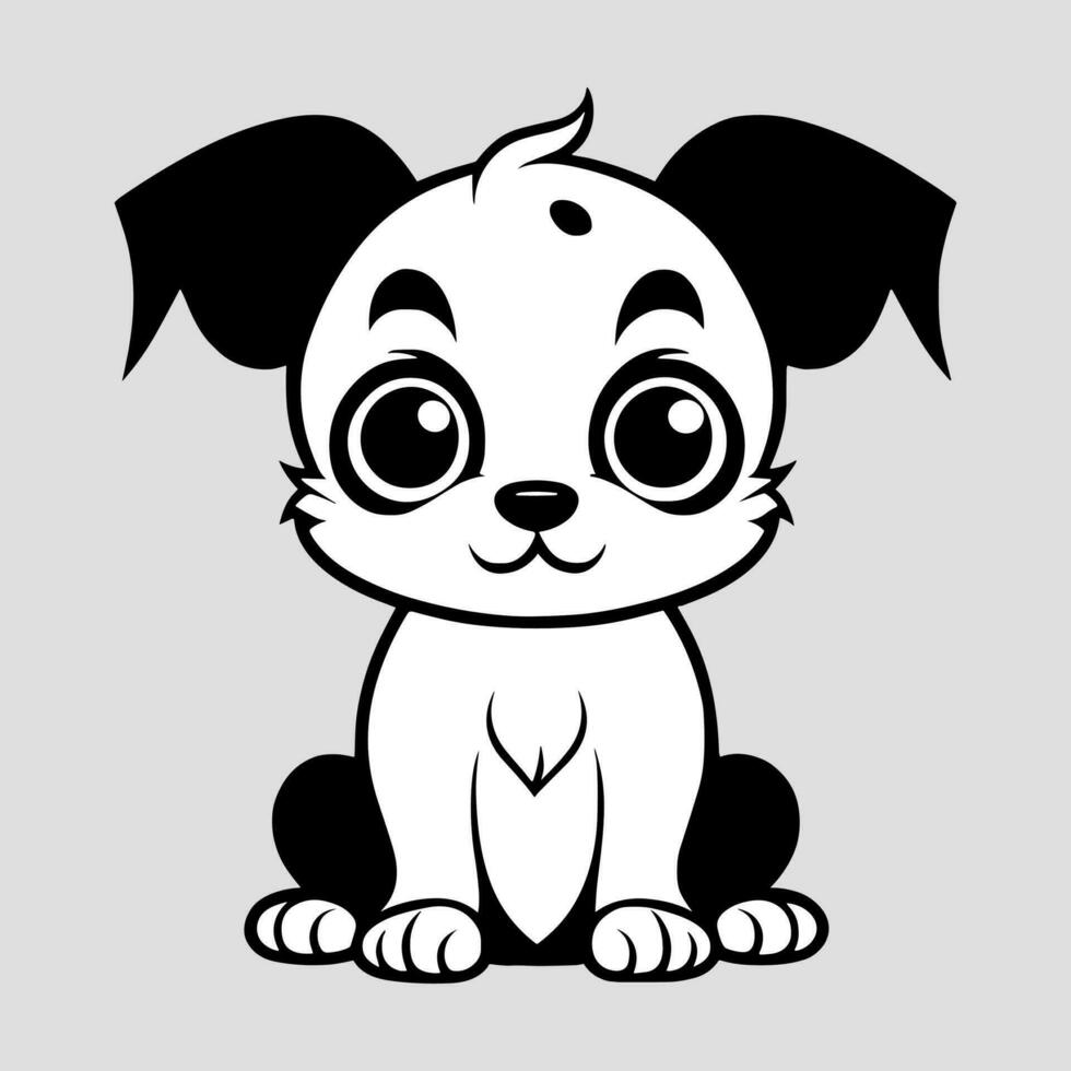 linda perro vector negro y blanco dibujos animados personaje diseño recopilación. blanco antecedentes. mascotas, animales