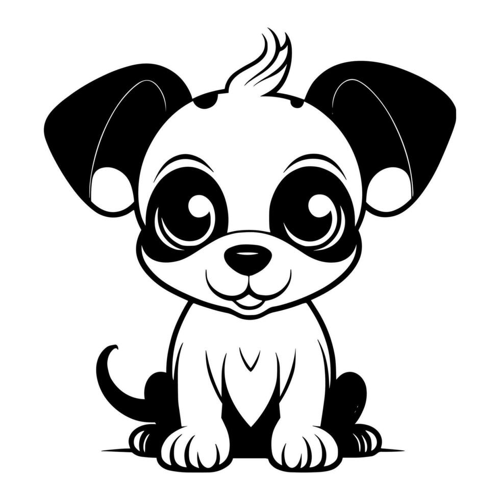 linda perro vector negro y blanco dibujos animados personaje diseño recopilación. blanco antecedentes. mascotas, animales