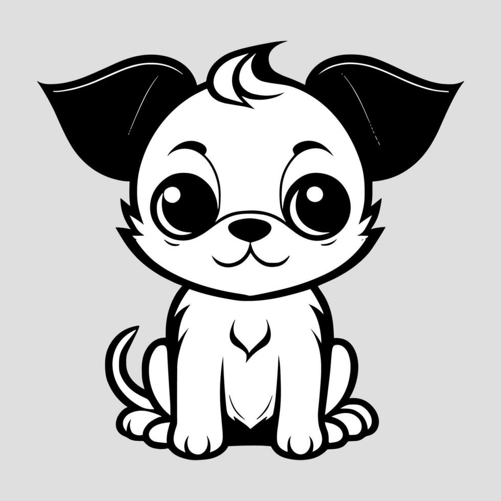 linda perro vector negro y blanco dibujos animados personaje diseño recopilación. blanco antecedentes. mascotas, animales