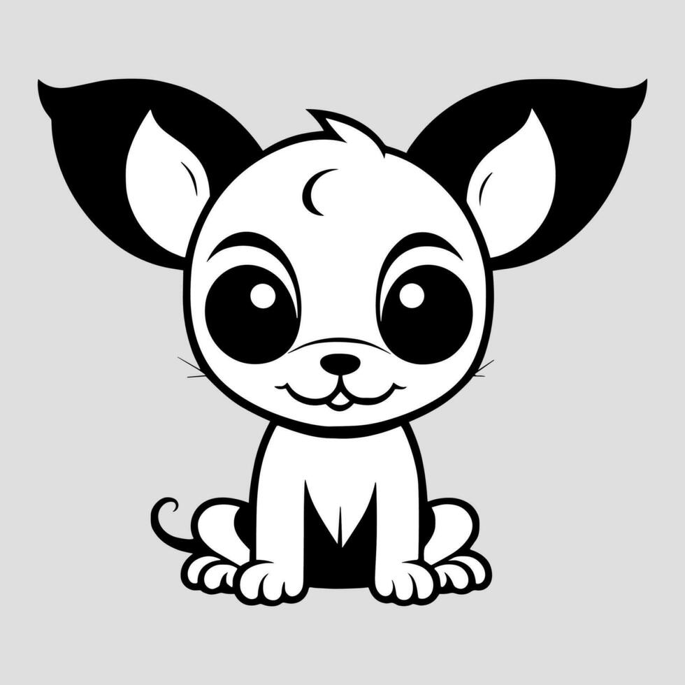 Cute dog vector black and white cartoon character design collection. White background. Pets, Animals.