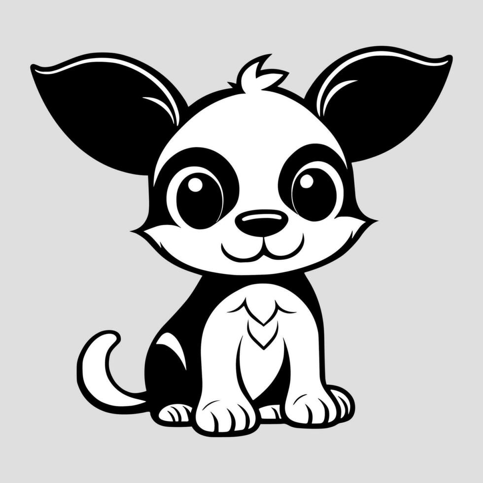 Cute dog vector black and white cartoon character design collection. White background. Pets, Animals.