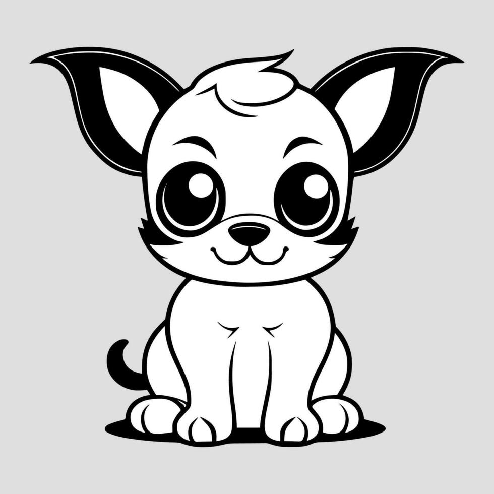 Cute dog vector black and white cartoon character design collection. White background. Pets, Animals.