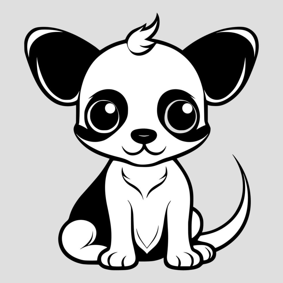 Cute dog vector black and white cartoon character design collection. White background. Pets, Animals.
