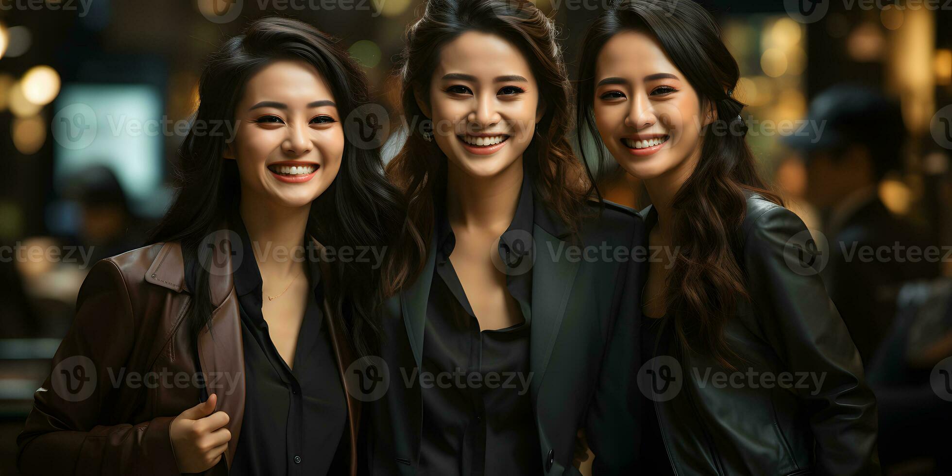 AI generated A Group of Young Asian Business Women in Elegant Business Suits. Generative Ai photo