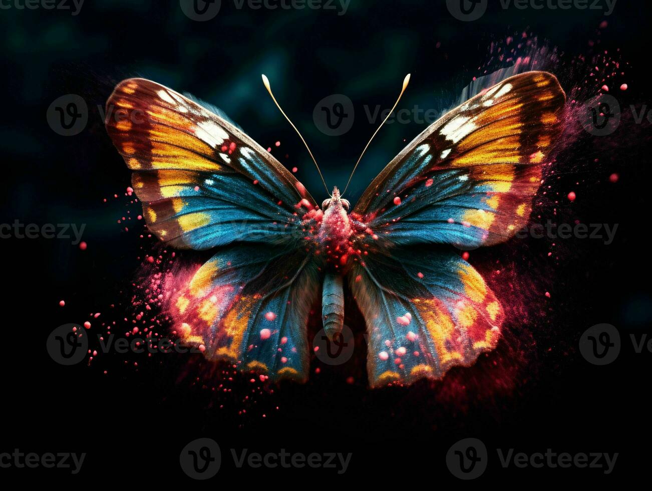 AI generated Beautiful Butterfly with Glowing Effect on Dark Background. Generative AI photo