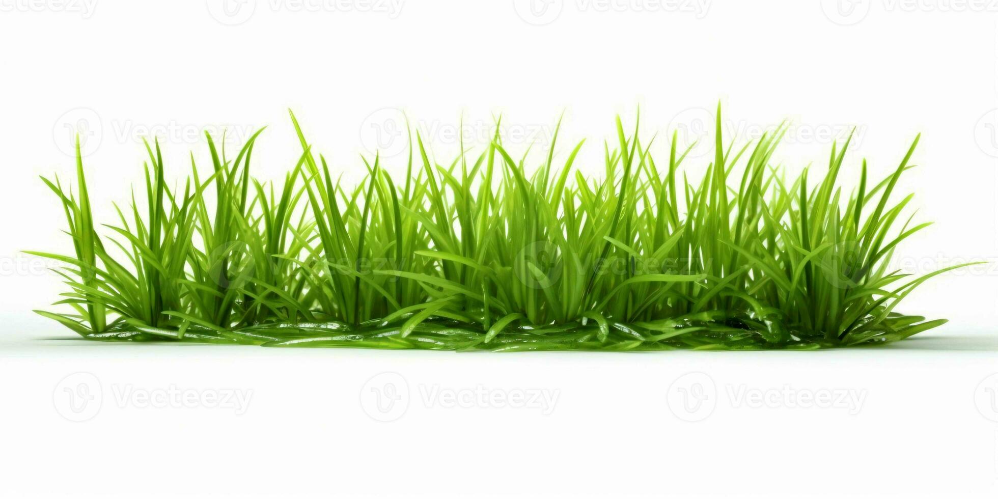 AI generated Fresh Green Grass Isolated on White Background. Generative AI photo