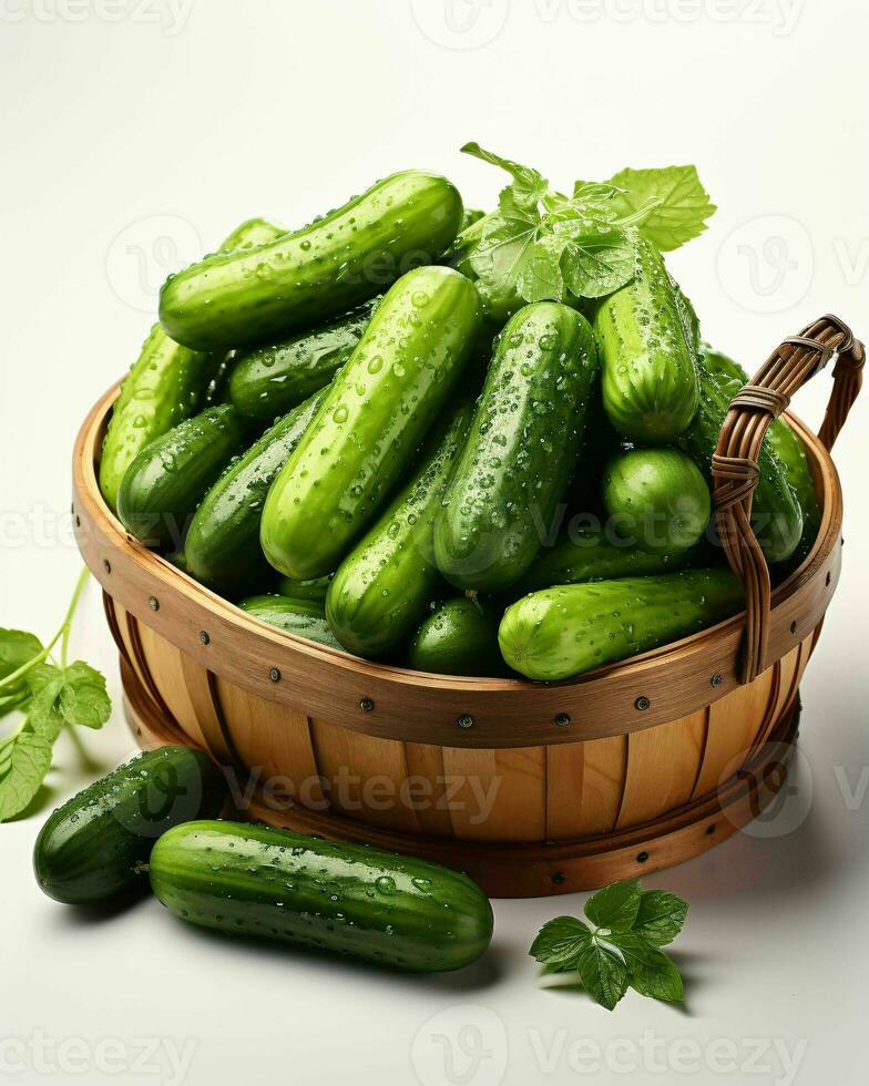 AI generated Fresh Cucumber with Water Droplets. Generative AI photo