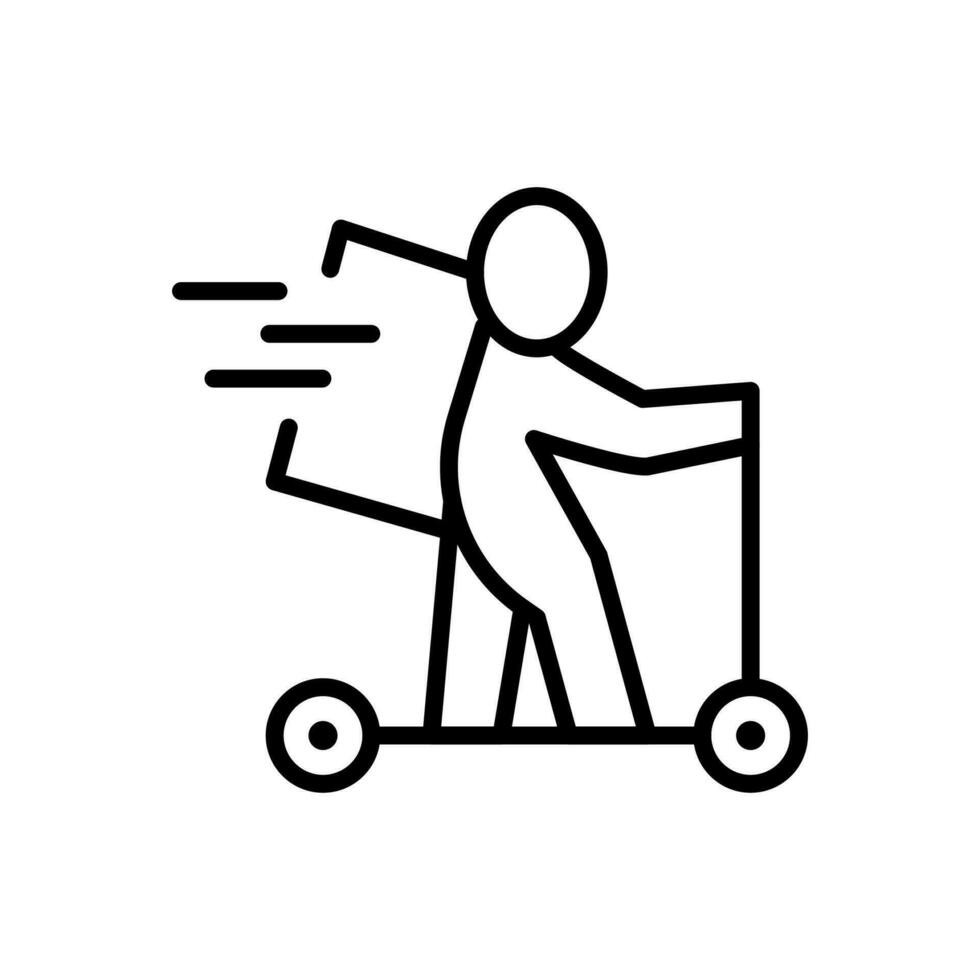 Vector line icon delivering food. Order service package retail and express courier pizza shipping. Logistic shopping and free burger lunch