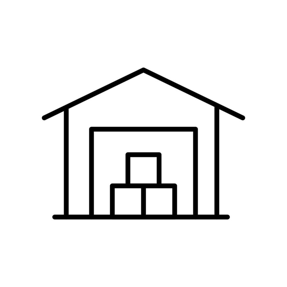 vector línea icono almacén con parcelas para entrega aislado en blanco antecedentes