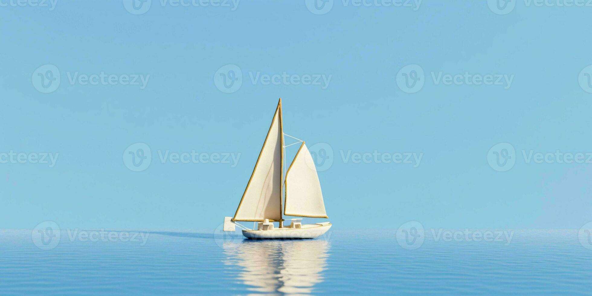 AI generated Sailboat on Blue Sea and Blue Sky View. Generative AI photo