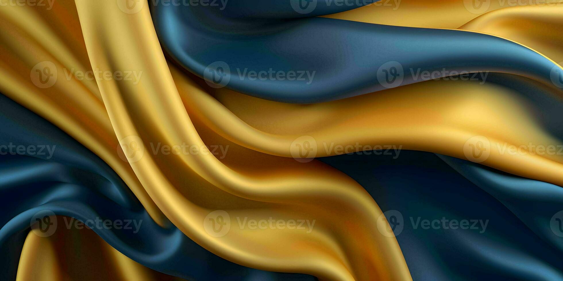 AI generated Luxurious Blue and Gold Silk Fabric Background. Generative AI photo