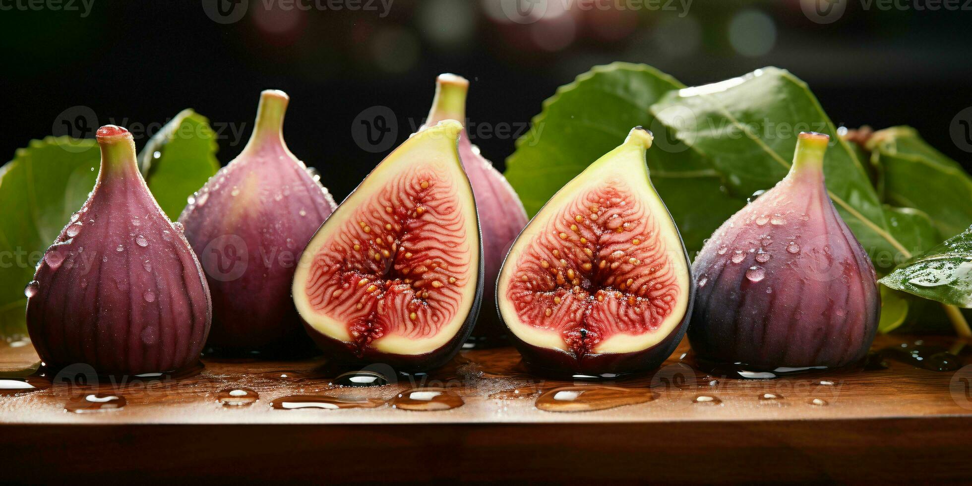 AI generated Fresh Figs with Water Drops. Generative AI photo