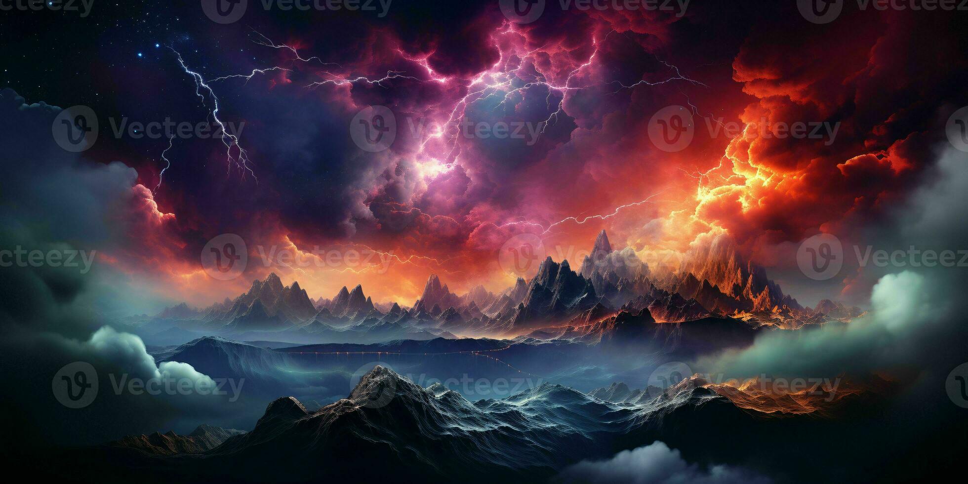 AI generated Colorful Space Background with Nebula, Galaxies, and Planets. Starry Cosmos Background. Generative AI photo