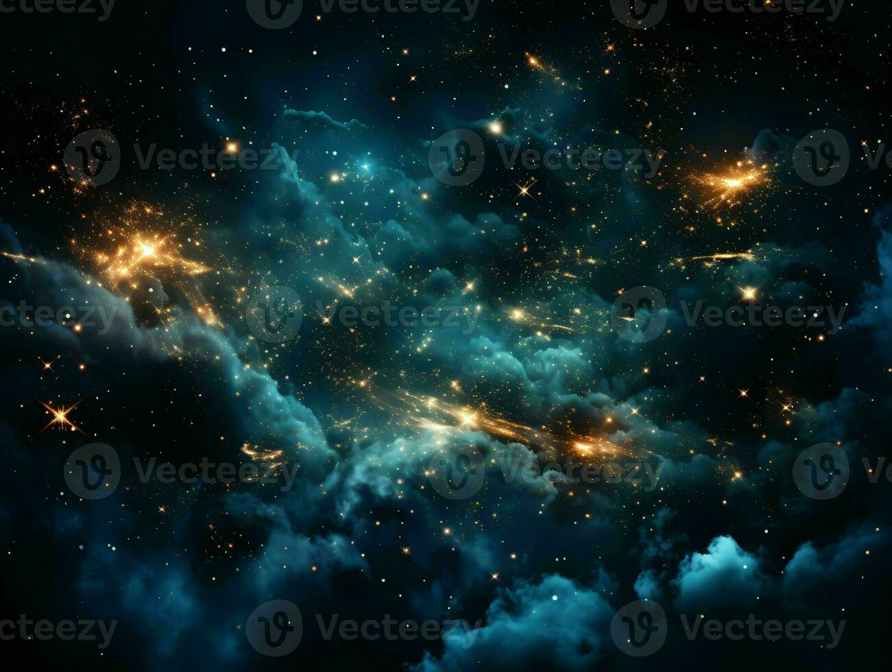 AI generated Starry Blue Night Sky. Universe Filled with Stars. Generative AI photo