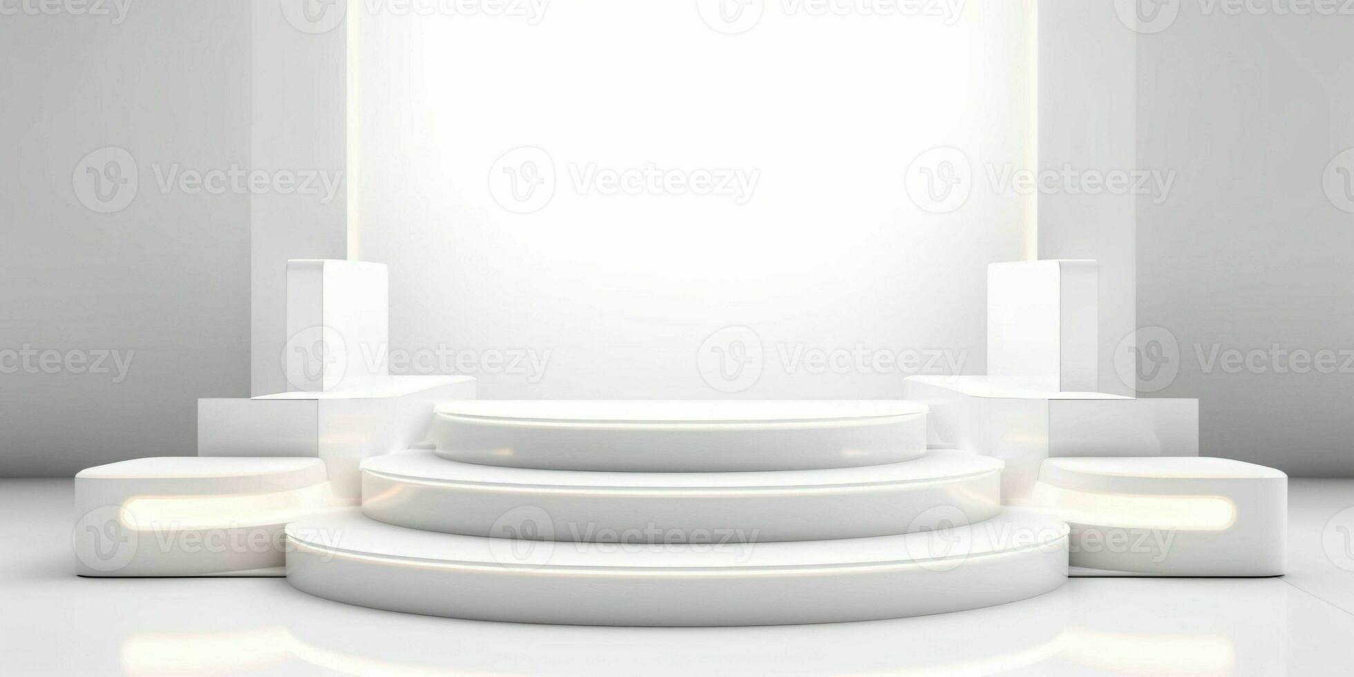 AI generated White 3D Room with Podium or Stand for Product Display. Futuristic Podium Scene. Generative AI photo