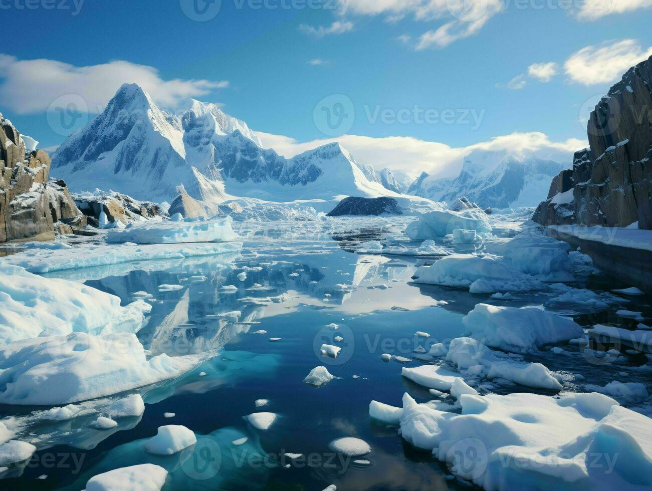 AI generated Iceberg with Blue Sky View. Generative AI photo