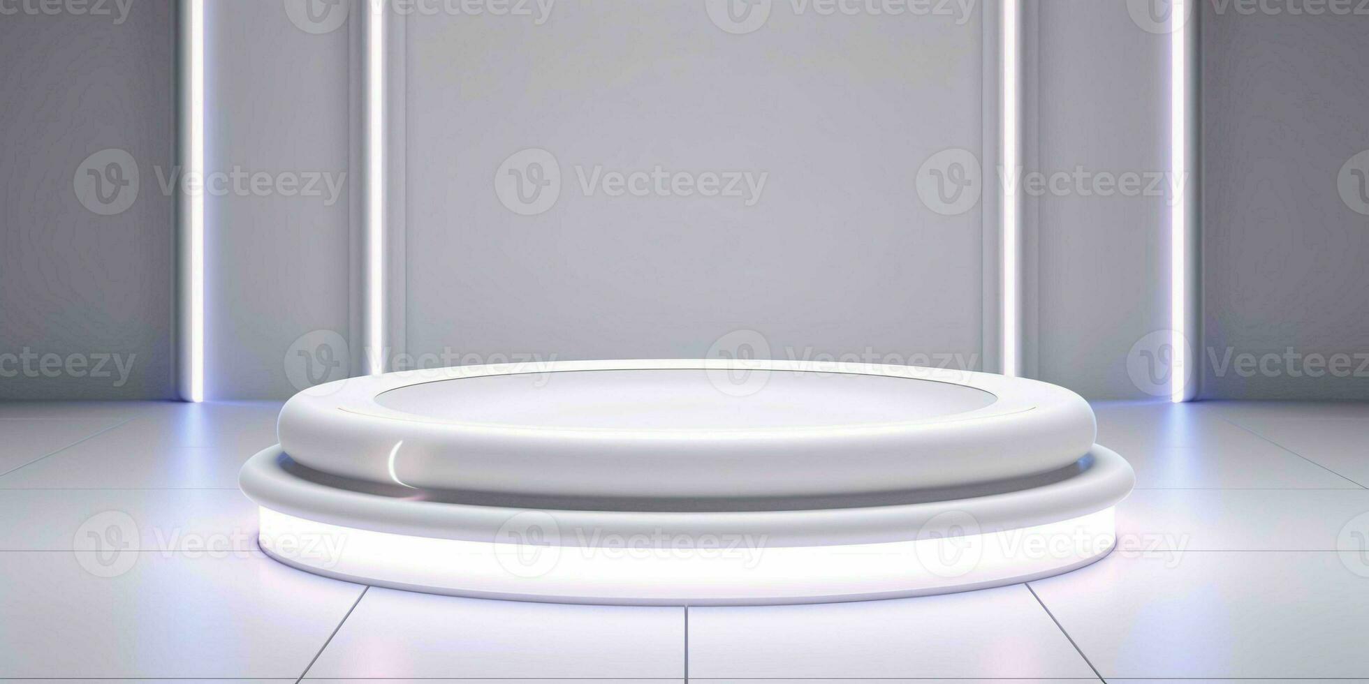 AI generated White 3D Room with Podium or Stand for Product Display. Futuristic Podium Scene. Generative AI photo