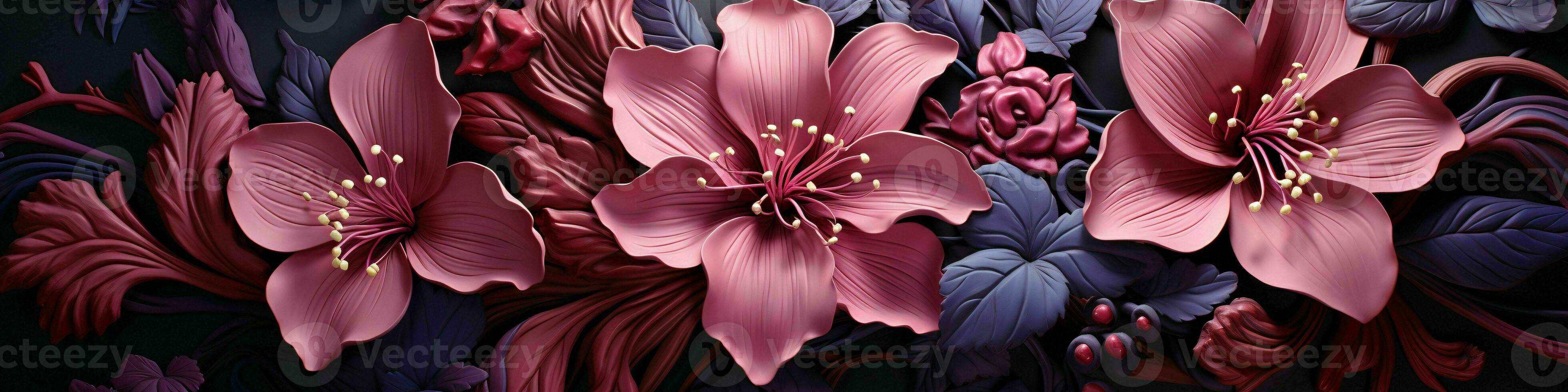 AI generated Beautiful 3D Flowers Illustration Background. Generative AI photo