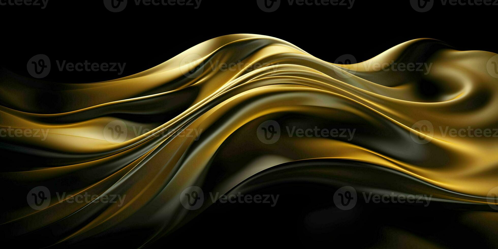 ai generado lujoso oro seda tela aislado en negro antecedentes. generativo ai foto