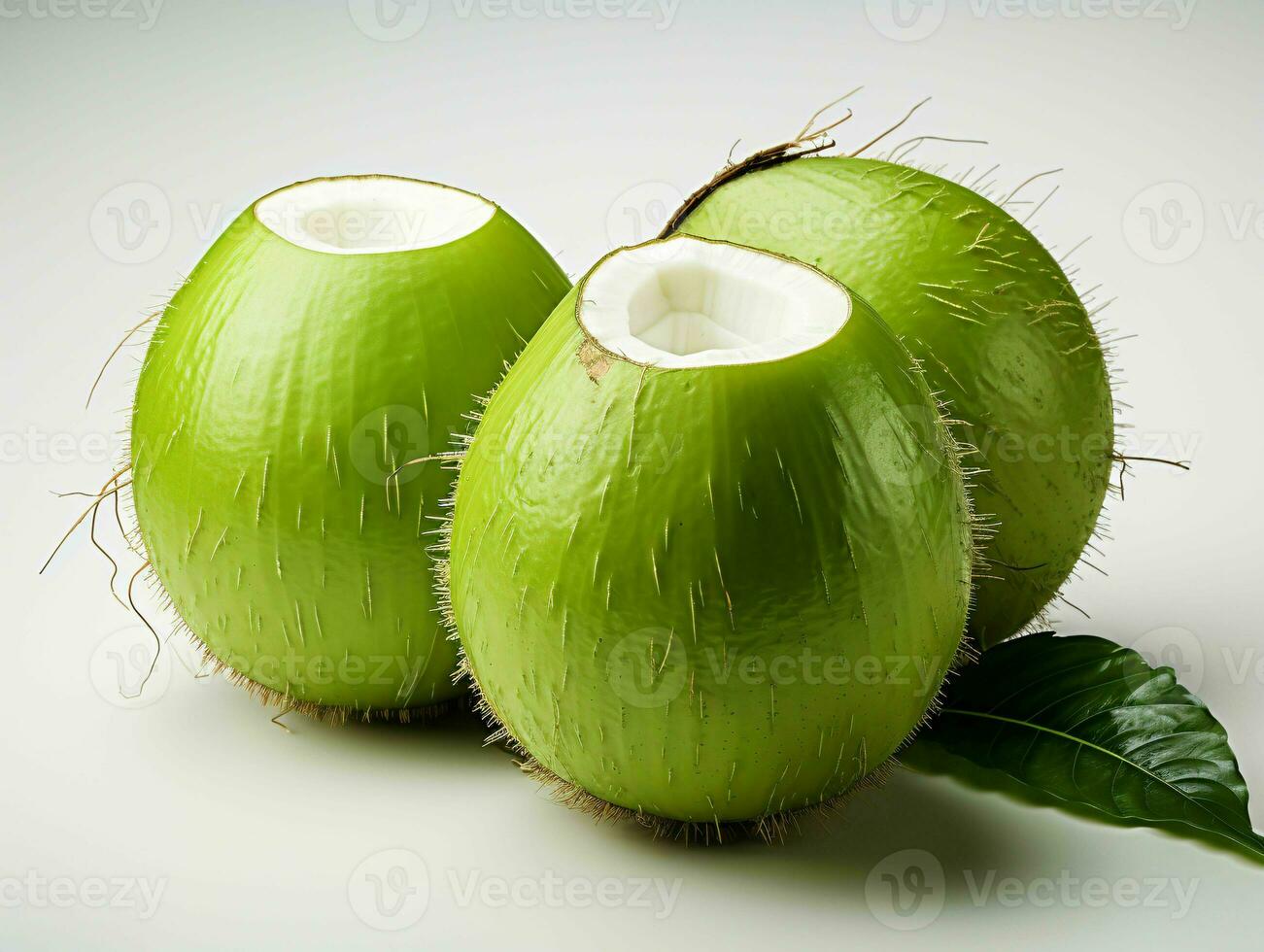 AI generated Fresh Green Coconut. Young Coconut Pieces. Generative AI photo