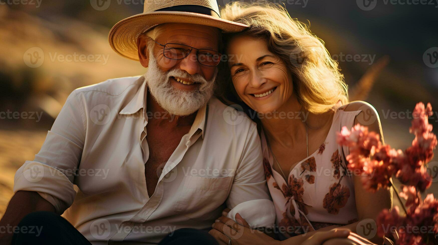 AI generated Happy and Romantic Old Couple Having Fun. A Joyful Couple. Togetherness. Generative Ai photo