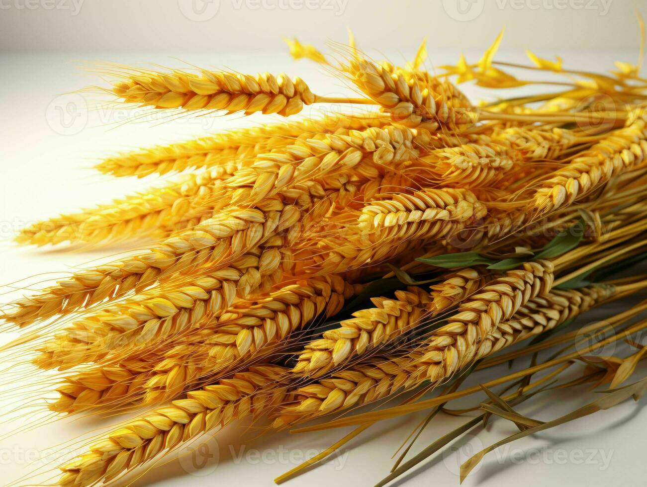 AI generated Close up of Wheat Ears Isolated on White Background. Wheat Grain. Generative AI photo