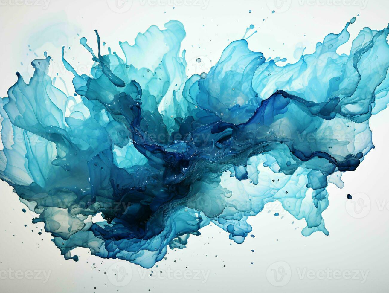 AI generated Blue Paint Splash on White Background. Paint Stain. Generative AI photo