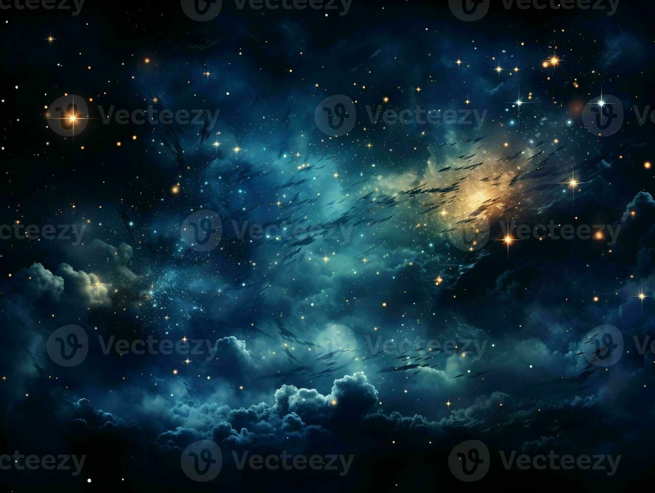 AI generated Starry Blue Night Sky. Universe Filled with Stars. Generative AI photo