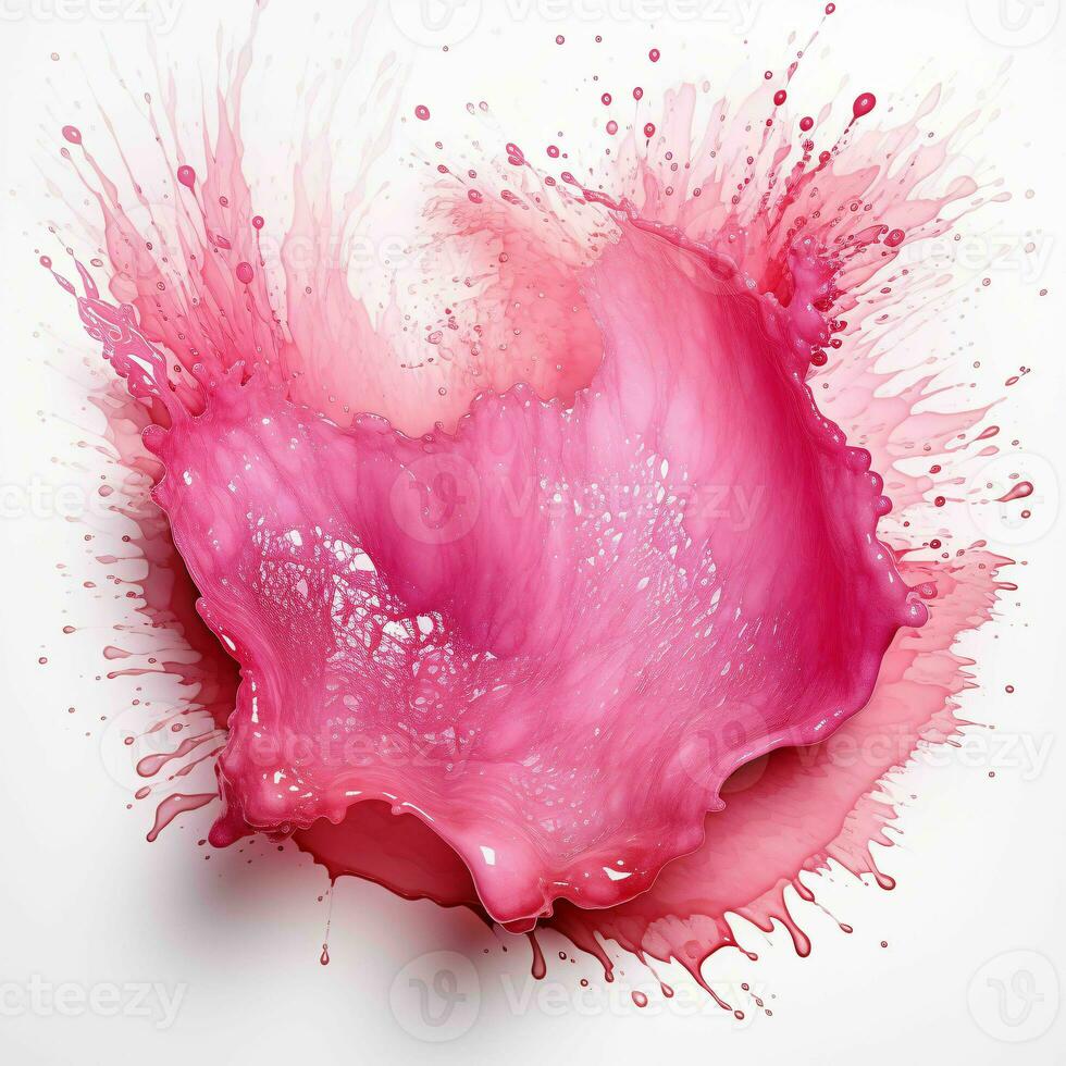 AI generated Pink Paint Splash and Texture on White Background. Paint Stain. Generative AI photo