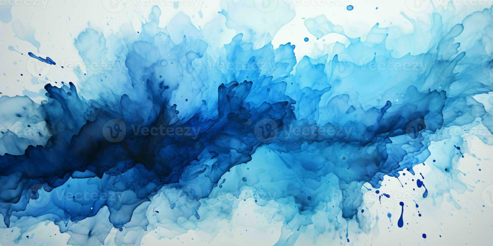 AI generated Blue Paint Splash on White Background. Paint Stain. Generative AI photo